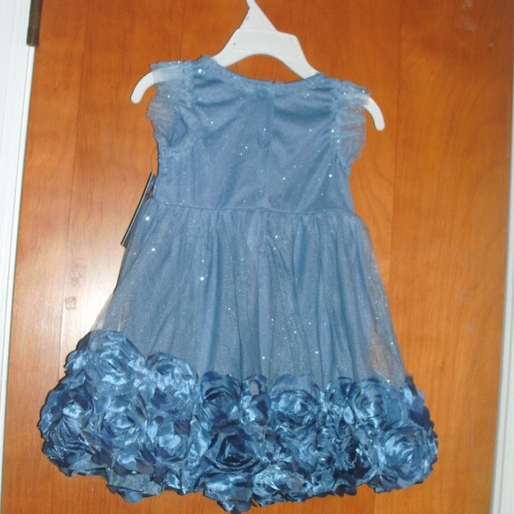 NWT Nannette Kids Elegant Blue Rosette & Tulle Holiday Party Dress Size 2T NEW - Picture 2 of 2
